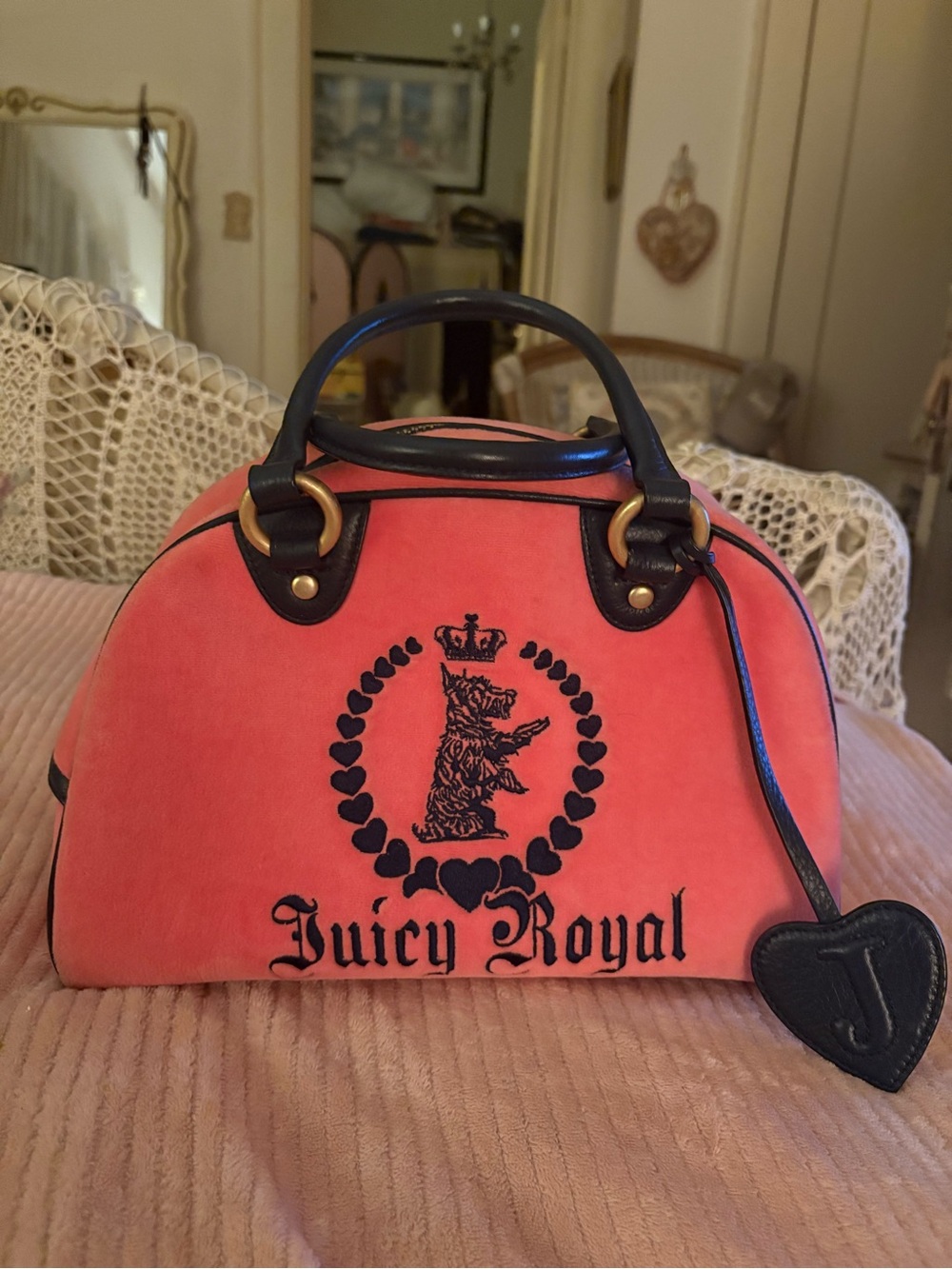 Juicy Couture Coral and Black Satchel